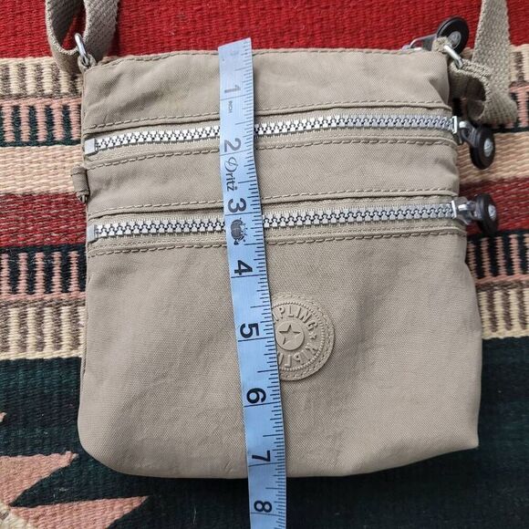 Kipling Alvar Small Crossbody Nylon Purse Taupe Shoulderbag Bag Adjustable Zip - Picture 6 of 7